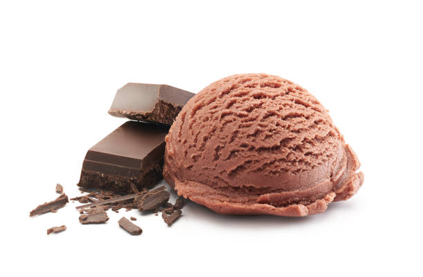 istock Chocolate ice cream isolated on white background 1363406161