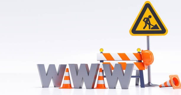 istock Under construction concept. Road Barrier with Sign and Cones. www, 3D render 1363406312