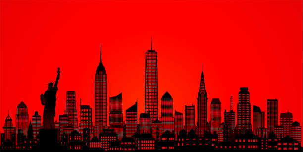 illustrazioni stock, clip art, cartoni animati e icone di tendenza di new york (tutti gli edifici sono spostabili e completi) - new york panorama