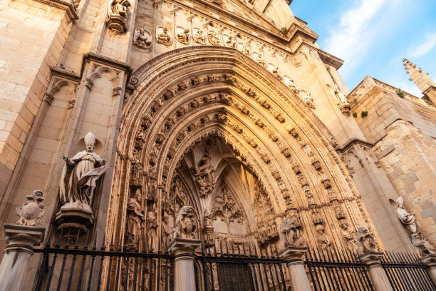 Detail of the door of Santa Iglesia Catedral Primada in the medieval city of Toledo in Castilla La Mancha, Spain stock photo
