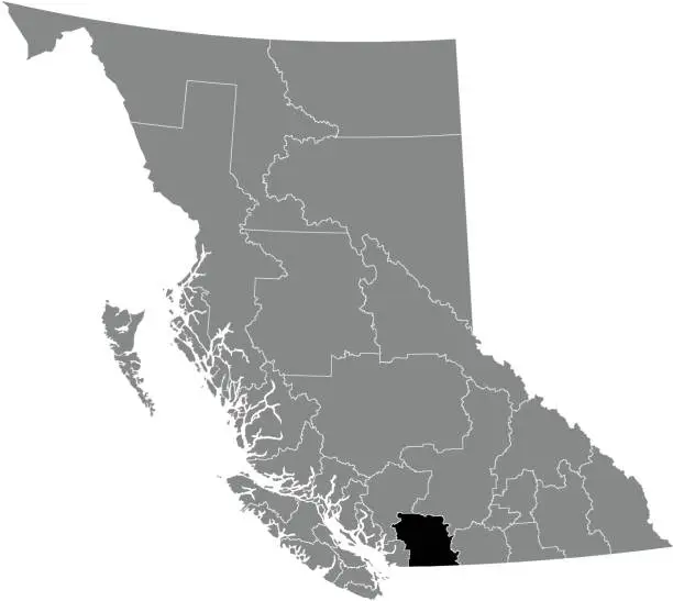 Vector illustration of Locator map of the FRASER VALLEY regional district