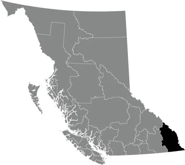Vector illustration of Locator map of the EAST KOOTENAY regional district