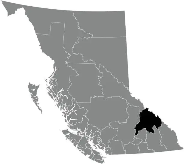 Vector illustration of Locator map of the COLUMBIA–SHUSWAP regional district
