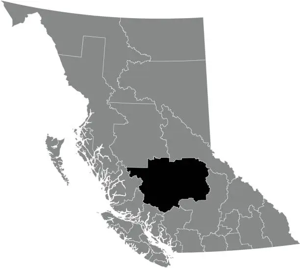 Vector illustration of Locator map of the CARIBOO regional district