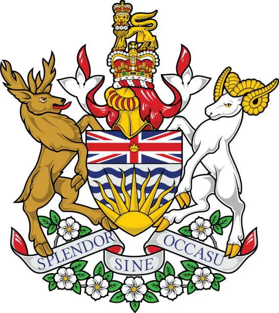 Vector illustration of Coat of arms of BRITISH COLUMBIA, CANADA