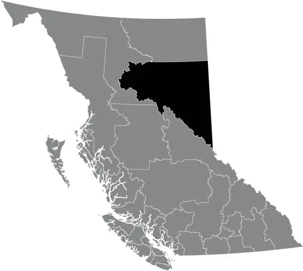 Vector illustration of Locator map of the PEACE RIVER regional district