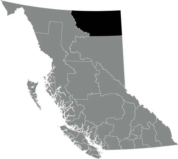 Vector illustration of Locator map of the NORTHERN ROCKIES regional district