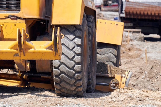 istock Heavy construction machines outdoors for public place reconstruction. 1363413557