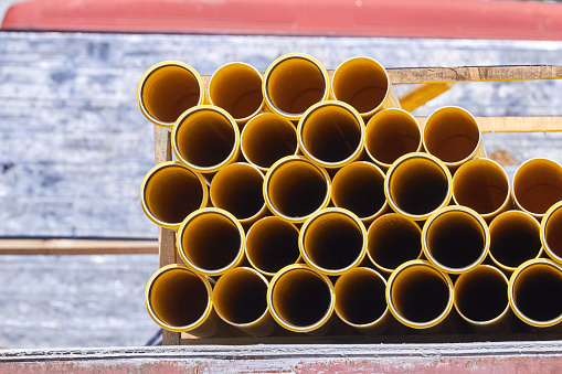 Special pipes on a construction site.