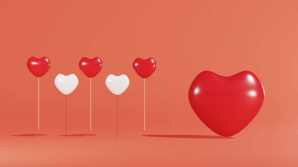 istock heart balloon red and white on a orange background, Valentine's day, 3d rendering 1363419886