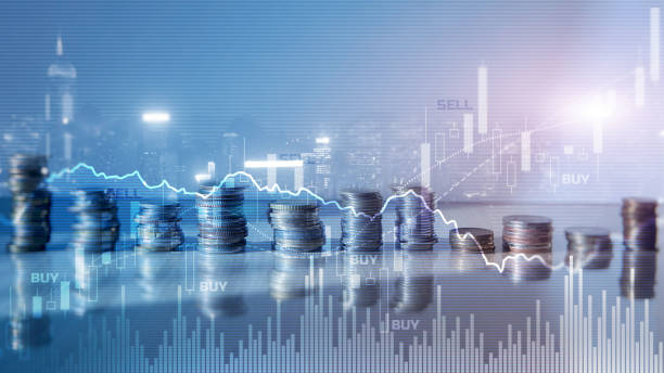 istock Abstract financial graph office building background, financial and trading concept 1363423623