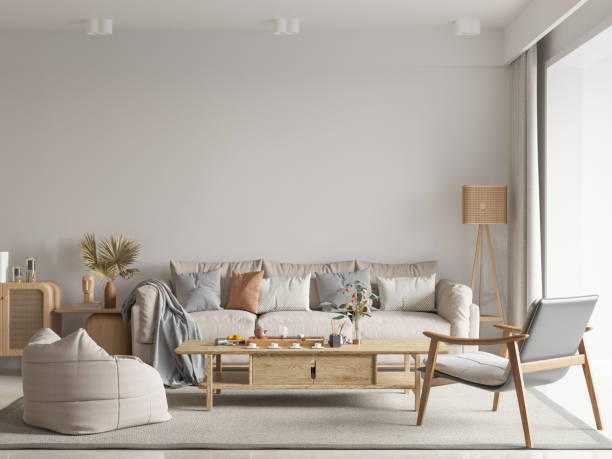 istock Interior Living Room Wall Mockup 1363428435