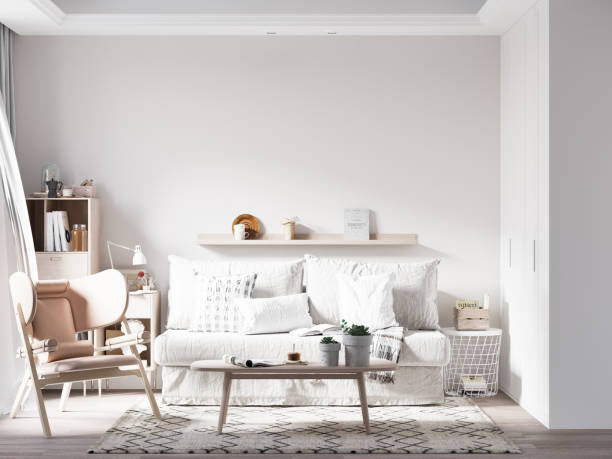 istock Interior Living Room Wall Mockup 1363428459