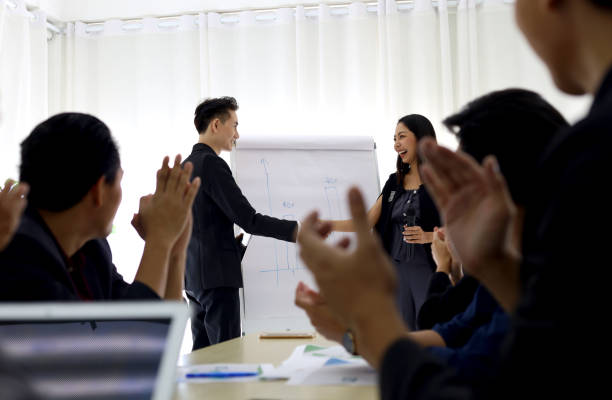 istock Happiness teamwork business meeting and discuss in meeting room. 1363429708