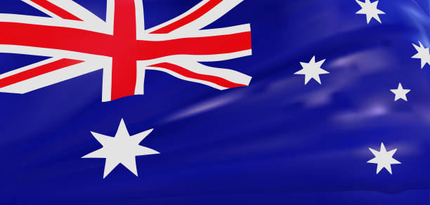 istock Waving colorful national flag of australia. Vector realistick banner 1363429894