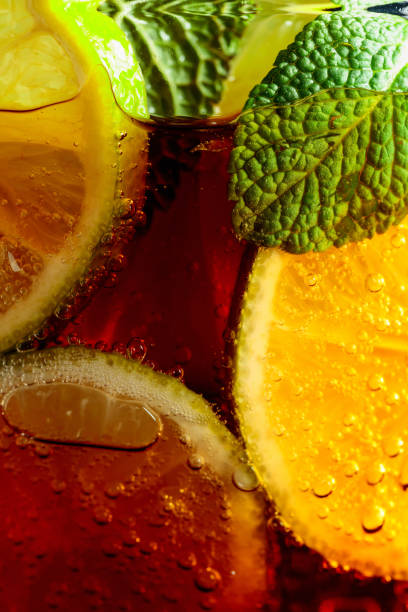 istock Carbonated drink with mint and lime slices. 1363439578