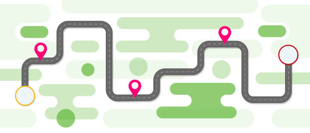 istock Road map and journey route. Infographics template. Winding Road. Road way. 1363441451
