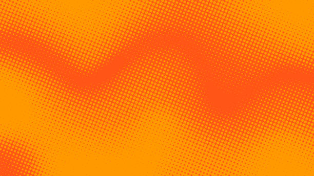 복고풍 만화 책 스타일의 오렌지 팝 아트 배경 - texture stock illustrations