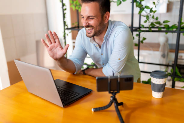 istock Vlogger recording product review video 1363442776
