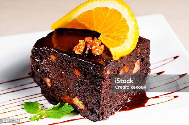 Chocolate And Walnuts Cake Stock Photo - Download Image Now - Baked, Brown, Brownie