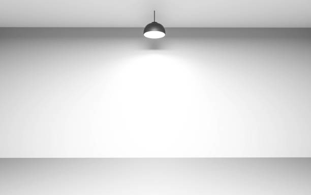 istock empty white room wall with single modern design black lamp 3d render illustration product presentation showcase 1363443614