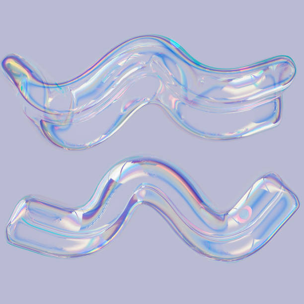 istock Colorful 3d fluid shape holographic gradient, geometric art poster template, dispersion effect glass 3d rendering 1363446872