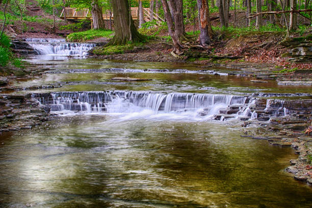 istock Small Cascade and Wooden Bridge: New York 1363447230