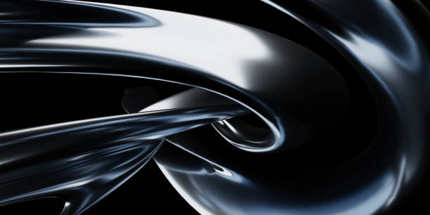 istock Abstract blue light black coloured organic round curve geometric shape 3d render illustration 1363447414