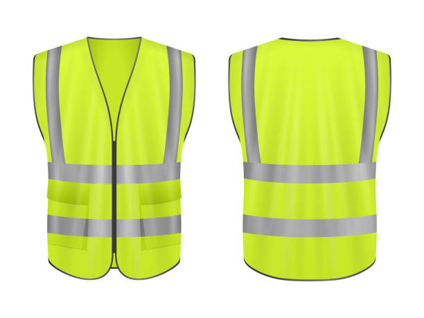 ilustrações de stock, clip art, desenhos animados e ícones de safety vest set - reflective clothing