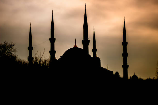 mosque sluet stock photo