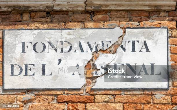 Signage Fondamenta De Larsenale In Venice Italy The Shipyard Area In Venice Stock Photo - Download Image Now