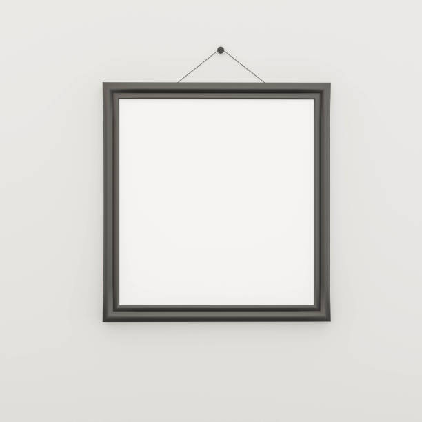 istock empty blank black picture frame hanging on a white wall 3d render illustration 1363451276