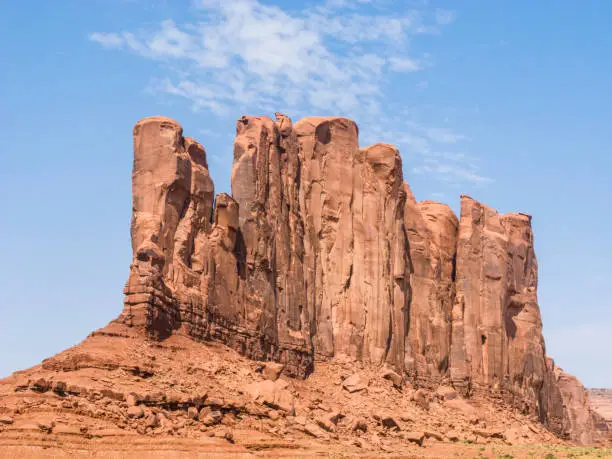 Camel Butte is a giant sandstone formation in the Monument valley that resembles a camel when viewed from the south