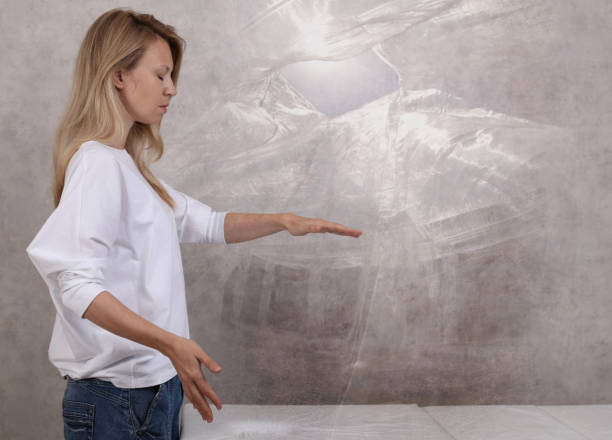 Visualization of interaction with healing energy. Spirituality and mystique concept