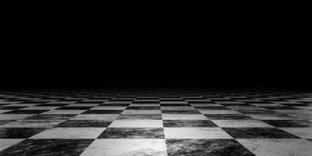 istock Black and white checker board floor abstract environment 3d render illustration 1363458787
