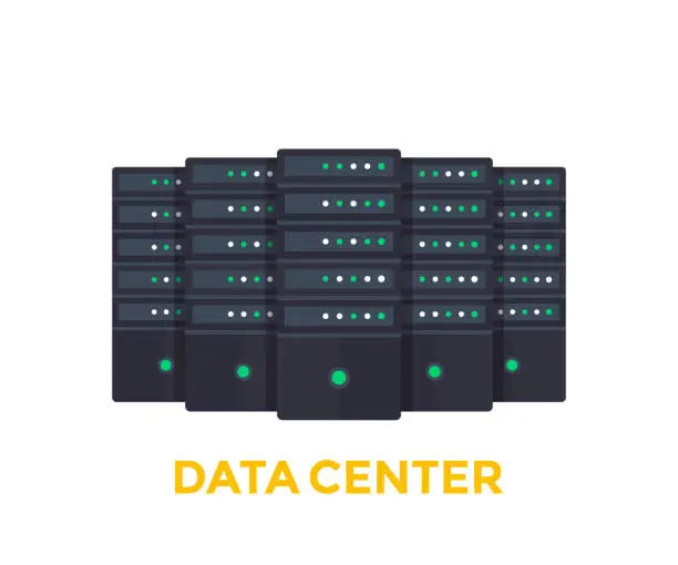 Vector illustration of servers, big data center vector illustration