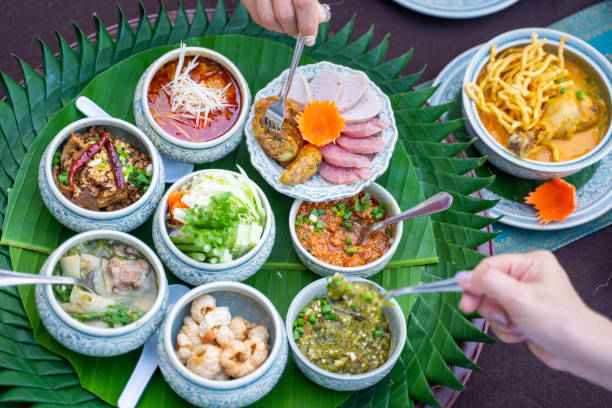 istock Nam Prik Num - Northern Thai Green Chilli Dip Set 1363462863