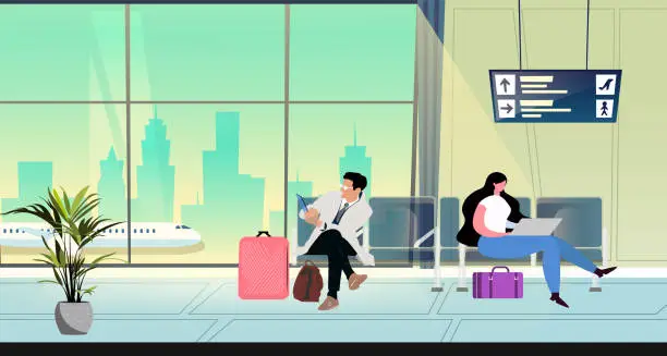 Vector illustration of People at the airport.