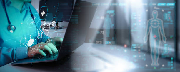 istock Medicine doctor and laptop computer research and analysis. Diagnose checking coronavirus or covid-19 testing result with virtual screen in laboratory concept. 1363467874