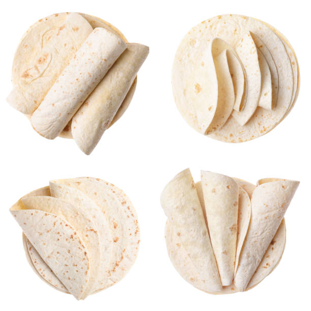 istock Set of corn tortillas on white background, top view 1363467951