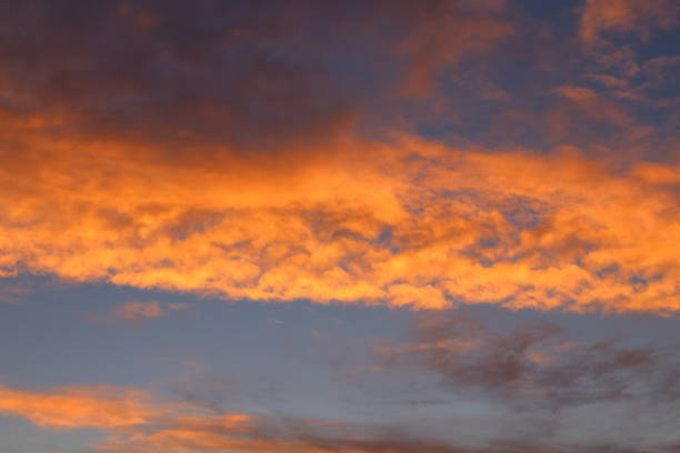 istock Beautiful red cirrus clouds at sunset. Background. Landscape. 1363468463