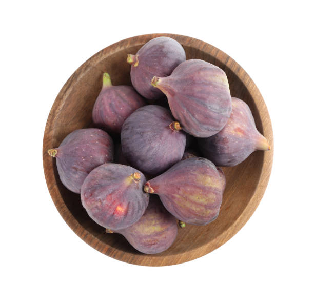 istock Whole tasty fresh figs isolated on white, top view 1363468491
