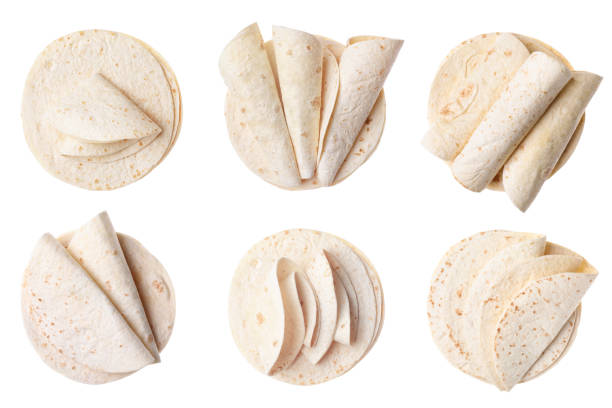 istock Set of corn tortillas on white background, top view 1363469247