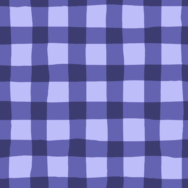 매끄러운 패턴 라일락 체크 무늬 배경. 인쇄, 디자인, 패브릭에 대한 벡터 일러스트레이션. - checked purple tablecloth pattern stock illustrations