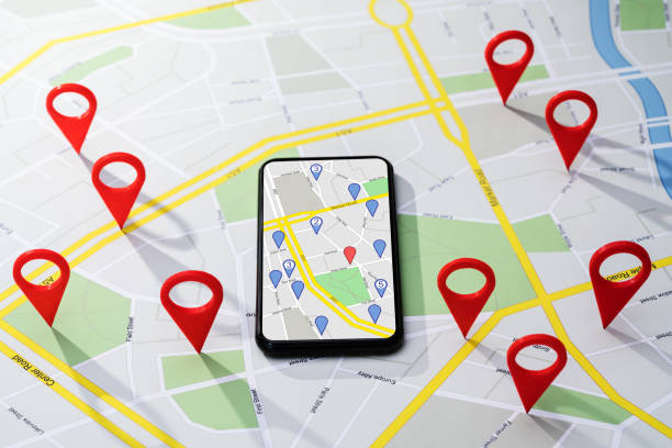 Local Map Pin Marker Search Local Map Pin Marker Search In City Iphone stock pictures, royalty-free photos & images