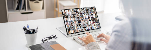 istock Virtual Hybrid Meeting In Office 1363481660