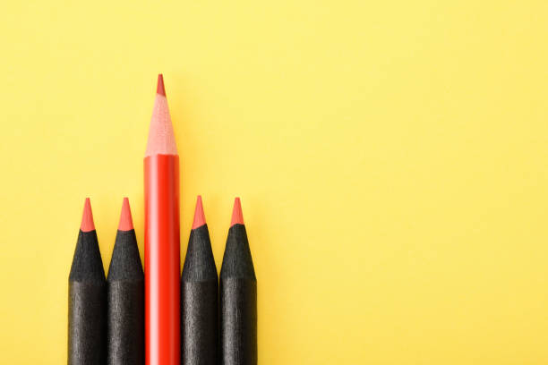 istock Leadership concepts. Red pencil separated from black pencils 1363486788