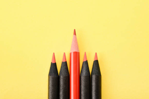 istock Leadership concepts. Red pencil separated from black pencils 1363486827