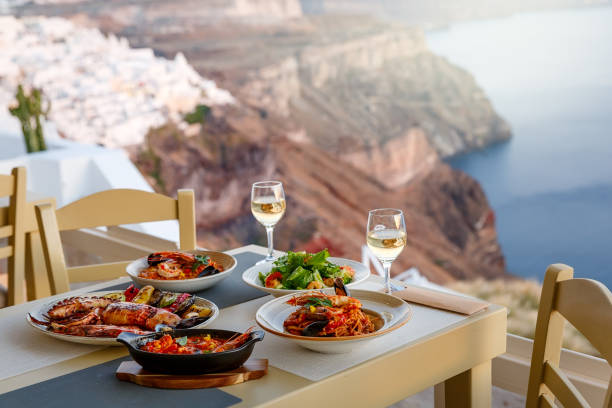 istock Dinner for two in a restaurant overlooking the sea 1363486946