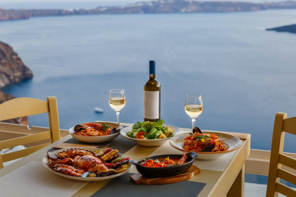istock Dinner for two in a restaurant overlooking the sea 1363486955